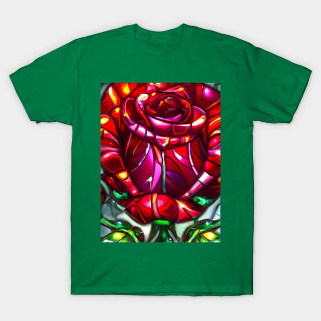 Stained Glass Rose T-Shirt by Chance Two Designs